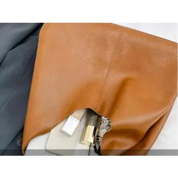 Slouchy Hobo Bags for Women Tote Bag Retro PU Leather Crossbody Bag Soft Shoulder Purses Handbags Large Capacity 2pcs