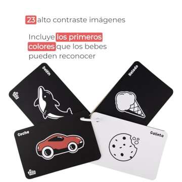 Happy Start High Contrast Baby Cards - Easy to Clean & Water Resistant High Contrast Baby Vision Car...