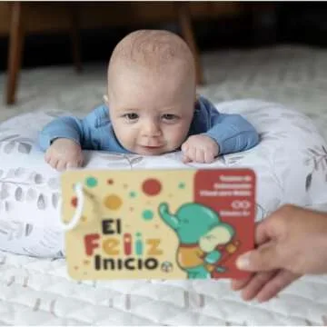 Happy Start High Contrast Baby Cards - Easy to Clean & Water Resistant High Contrast Baby Vision Cards Tummy Time Toys - Diaper Bag Ready Black and White Baby Toys, Newborn Toys for Ages 0+ (Español)