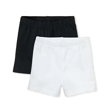 The Children's Place Baby Girls and Toddler Cartwheel Shorts, Black/White 2 Pack, 2T US