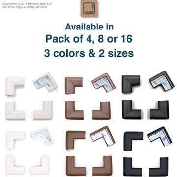 Roving Cove Corner Protector for Baby (4 Large Corners) - Hefty-Fit Heavy-Duty Soft Rubber Foam Furniture Corner Bumper Guards, 3M Adhesive Pre-Taped, Coffee Brown