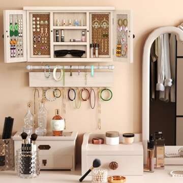 X-cosrack Rustic Mesh Hanging Jewelry Organizer Wall Mounted for Necklaces,Earings, Bracelets,Ring H...