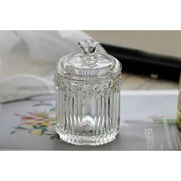 Stunning Floral Glass Candy Dish - 8 oz Storage Jar