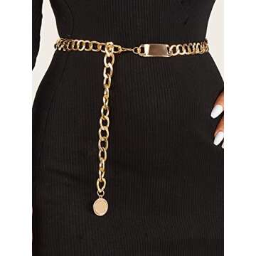 Verdusa Adjustable Chunky Waist Chain Belt in Gold