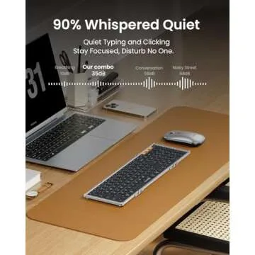 ProtoArc Foldable Keyboard and Mouse, XKM01 True Full-Size Folding Keyboard Mouse Combo for Business and Travel, 2.4G+Dual Bluetooth Portable Mouse Keyboard for Laptop iPads Tablets -Black Silver