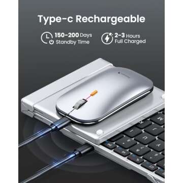 ProtoArc Foldable Keyboard and Mouse, XKM01 True Full-Size Folding Keyboard Mouse Combo for Business and Travel, 2.4G+Dual Bluetooth Portable Mouse Keyboard for Laptop iPads Tablets -Black Silver