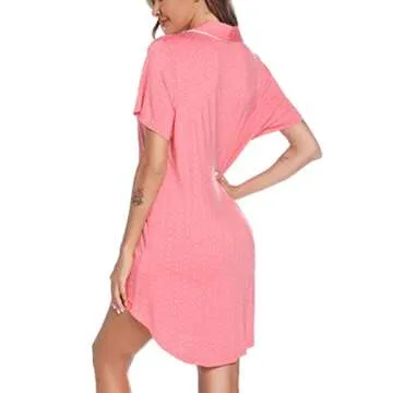 Leikar Labor And Delivery Gown Postpartum Pajamas Dress Short Sleeve Sleep Shirts S