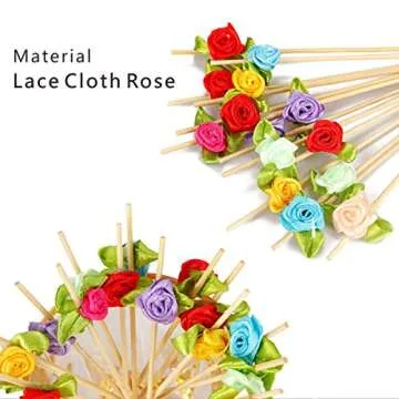 Minisland Rose Flower Cocktail Picks - 100 Counts