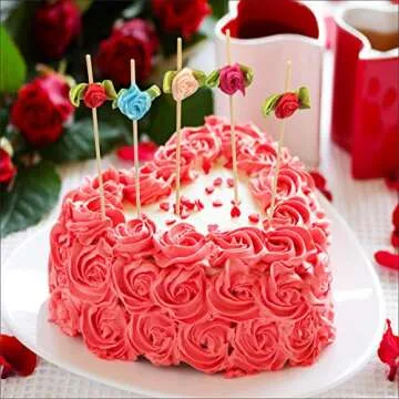 Minisland Rose Flower Cocktail Picks - 100 Counts