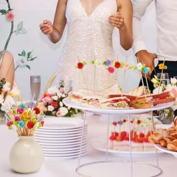 Minisland Rose Flower Cocktail Picks - 100 Counts