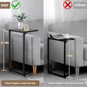 FAGIGY C Shaped End Table Set of 2 for Small Spaces