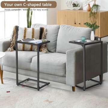 FAGIGY C Shaped End Table Set of 2 for Small Spaces