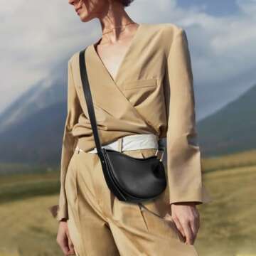 Crescent Crossbody Bags Dumpling PU Shoulder Bag Purses Small Trendy Designer Luxury Faux Leather Ho...