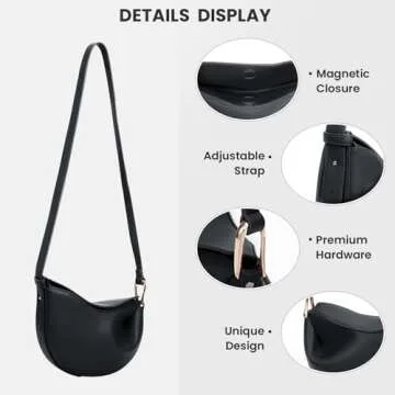 Crescent Crossbody Bags Dumpling PU Shoulder Bag Purses Small Trendy Designer Luxury Faux Leather Hobo Saddle Bag for Women