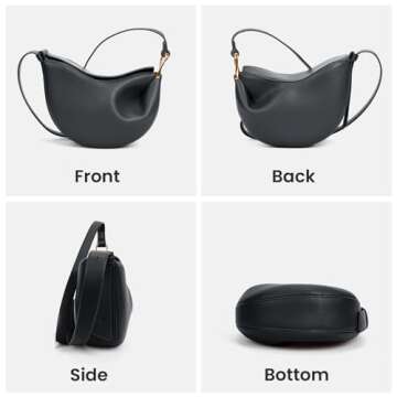 Crescent Crossbody Bags Dumpling PU Shoulder Bag Purses Small Trendy Designer Luxury Faux Leather Hobo Saddle Bag for Women