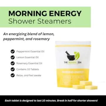 Morning Energy Shower Steamers Aromatherapy with Peppermint and Lemon Essential Oils Shower Bomb Aro...