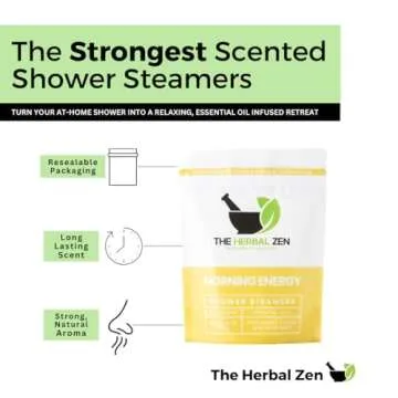 Morning Energy Shower Steamers Aromatherapy with Peppermint and Lemon Essential Oils Shower Bomb Aromatherapy, Spa Day Gifts, Self Care Gift, Birthday Gifts for Women and Men, Shower Bath Bomb