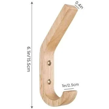 Fujinzhu Wood Hooks Wall Mounted, Coat Hooks Vintage Single Wall Hooks Organizer Heavy Duty for Towel Hat Hanging 4 Pack Oak
