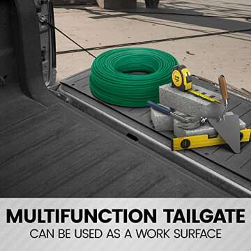 BDK-MT-600A Heavy-Duty Utility Truck Bed Tailgate Mat, 60" x 19.5" – Extra Thick Rubber Cargo Liner for Pickup Trucks with Universal Trim-to-Fit Design - Black