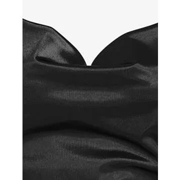 ZAFUL Women's Satin Sleeveless Spaghetti Strap Mini Dress Sexy Slip Cowl Neck Silky Cocktail Party Dresses(Black, S)