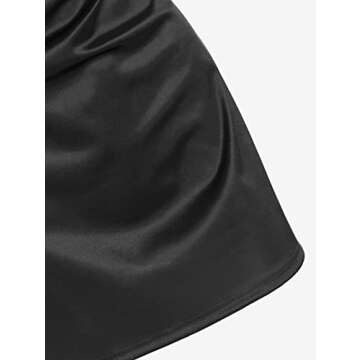 ZAFUL Women's Satin Sleeveless Spaghetti Strap Mini Dress Sexy Slip Cowl Neck Silky Cocktail Party Dresses(Black, S)