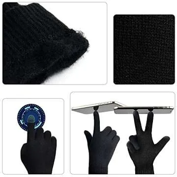 Winter Hats Scarf for Men with Touchscreen Gloves Men's Scaves and Beanie Hat Themal Glove Set for Men Women
