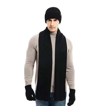 Winter Hats Scarf for Men with Touchscreen Gloves Men's Scaves and Beanie Hat Themal Glove Set for Men Women