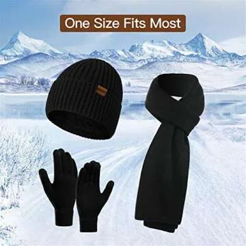 Winter Hats Scarf for Men with Touchscreen Gloves Men's Scaves and Beanie Hat Themal Glove Set for Men Women