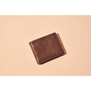 Fossil Derrick Leather Bi-Fold Wallet with RFID Blocking