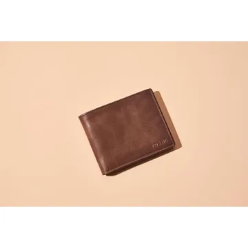 Fossil Derrick Leather Bi-Fold Wallet with RFID Blocking