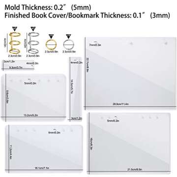 NiArt A4 Large Notebook Cover Epoxy Resin Silicone Molds A4,A5,A6,A7 Bookmark 40PCS Loose Leaf Binder Rings Kit DIY Casting Tool Handmade Agate Art Craft Soft Shiny Glossy Finish Easy Unmold Journal