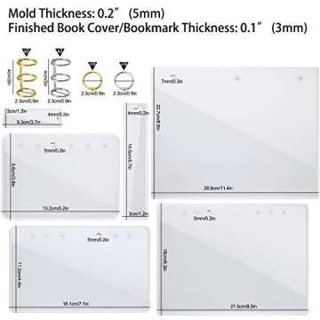 NiArt A4 Large Notebook Cover Epoxy Resin Silicone Molds A4,A5,A6,A7 Bookmark 40PCS Loose Leaf Binder Rings Kit DIY Casting Tool Handmade Agate Art Craft Soft Shiny Glossy Finish Easy Unmold Journal