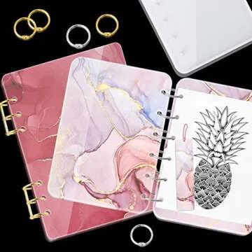 NiArt A4 Large Notebook Cover Epoxy Resin Silicone Molds A4,A5,A6,A7 Bookmark 40PCS Loose Leaf Binder Rings Kit DIY Casting Tool Handmade Agate Art Craft Soft Shiny Glossy Finish Easy Unmold Journal