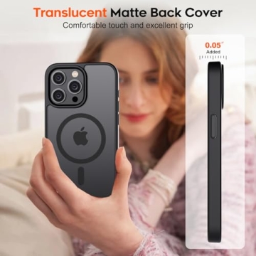 SUPFINE Magnetic for iPhone 15 Pro Max Case [Compatible with MagSafe] [10 FT Military Grade Drop Protection] Slim Translucent Matte Shockproof with Anti-Fingerprint Phone Case, Black