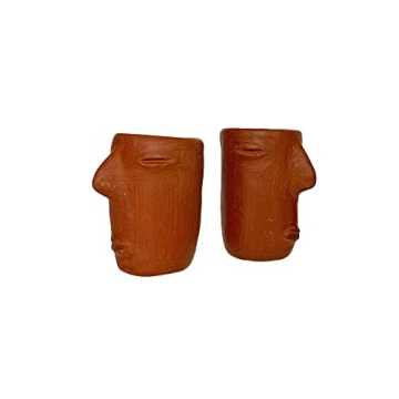 Artisan Red Clay Mezcal Face Cups Handmade in Oaxaca