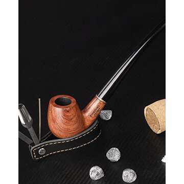 FIREDOG Tobacco Pipe Kit, 2-in-1 Churchwarden Tobacco Pipe with Pipe Cleaners, Pipe Scraper Holder, ...