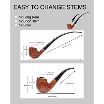 FIREDOG Tobacco Pipe Kit, 2-in-1 Churchwarden Tobacco Pipe with Pipe Cleaners, Pipe Scraper Holder, Pipe Bits, Metal Balls, Cork Knockers Accessories