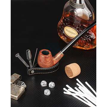 FIREDOG Tobacco Pipe Kit, 2-in-1 Churchwarden Tobacco Pipe with Pipe Cleaners, Pipe Scraper Holder, Pipe Bits, Metal Balls, Cork Knockers Accessories