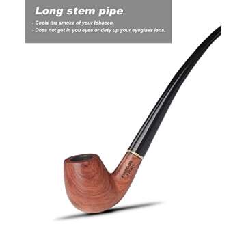 FIREDOG Tobacco Pipe Kit, 2-in-1 Churchwarden Tobacco Pipe with Pipe Cleaners, Pipe Scraper Holder, Pipe Bits, Metal Balls, Cork Knockers Accessories