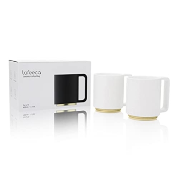 LAFEECA Large Ergonomic Ceramic Coffee Mug Set - 2 Pieces