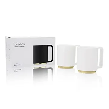 LAFEECA Large Ergonomic Ceramic Coffee Mug Set - 2 Pieces