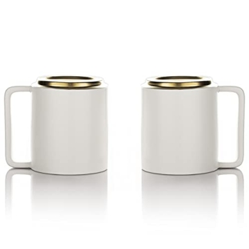 LAFEECA Large Ergonomic Ceramic Coffee Mug Set - 2 Pieces