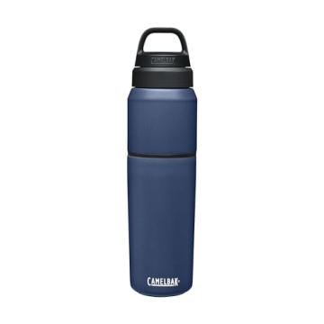 CamelBak MultiBev Water Bottle & Travel Cup – Vacuum Insulated Stainless Steel – Navy – 22oz b...