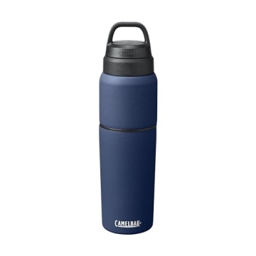 CamelBak MultiBev Water Bottle & Travel Cup – Vacuum Insulated Stainless Steel – Navy – 22oz bottle & 16oz cup