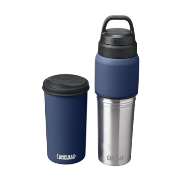 CamelBak MultiBev Water Bottle & Travel Cup – Vacuum Insulated Stainless Steel – Navy – 22oz bottle & 16oz cup