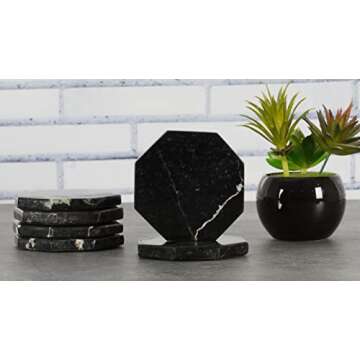 Radicaln Marble Coaster Plates Star 3.5" Inches Black Handmade Coasters for Table Décor Coaster Set...