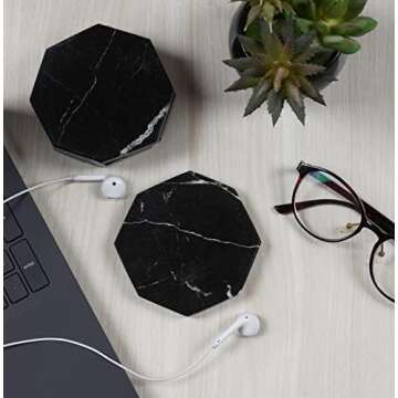Radicaln Marble Coaster Plates Star 3.5" Inches Black Handmade Coasters for Table Décor Coaster Set of 6 & Coaster for Drink Coaster Set Kitchen Caddy Drinkware
