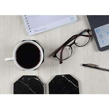 Radicaln Marble Coaster Plates Star 3.5" Inches Black Handmade Coasters for Table Décor Coaster Set of 6 & Coaster for Drink Coaster Set Kitchen Caddy Drinkware