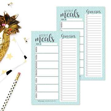 Teal Weekly Meal Planning Calendar Grocery Shopping List Magnet Pad for Fridge, Magnetic Family Pantry Food Menu Board Organizer, Week Diet Prep Planner Tool, Refrigerator What to Eat Dinner Notepad