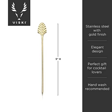Viski Gold Art Deco Cocktail Picks for Stylish Drinks
